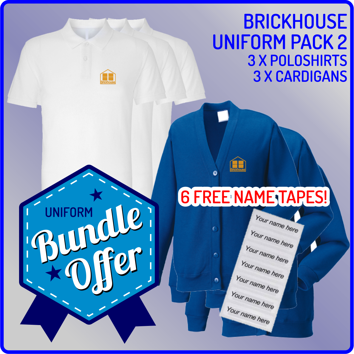 Bundle offer of 3 Cardigans  & 3 Poloshirts  - includes FREE NAME TAPES!