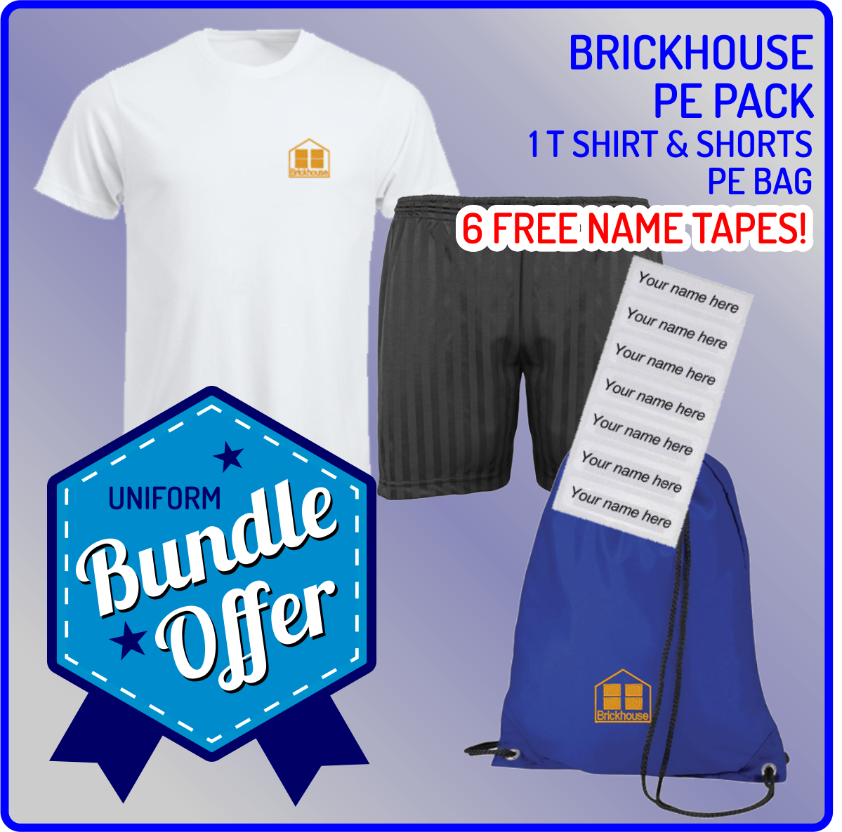 Bundle offer of T Shirt, Shorts and a PE Bag! - includes FREE NAMES TAPES!